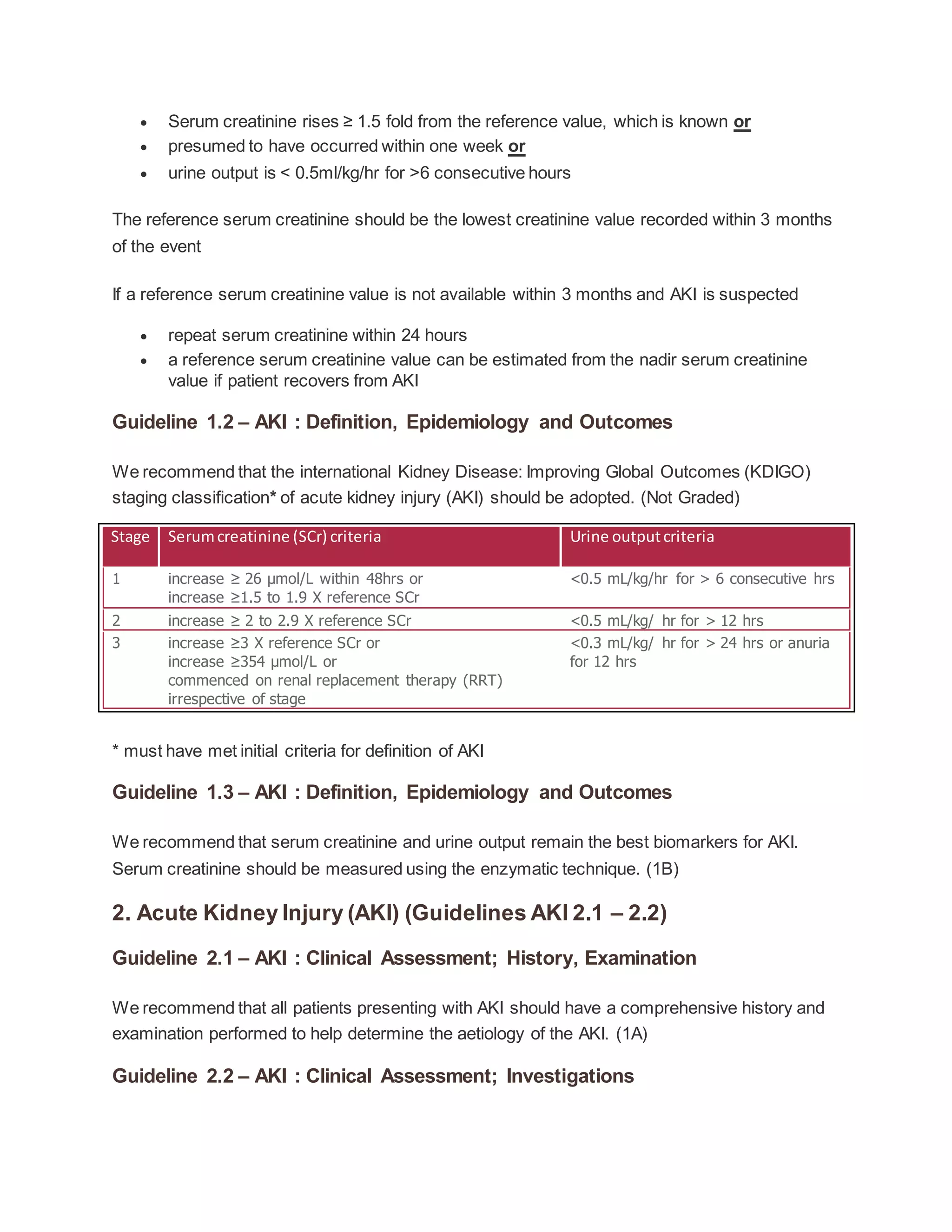 Acute kidney injury asa guidelines
