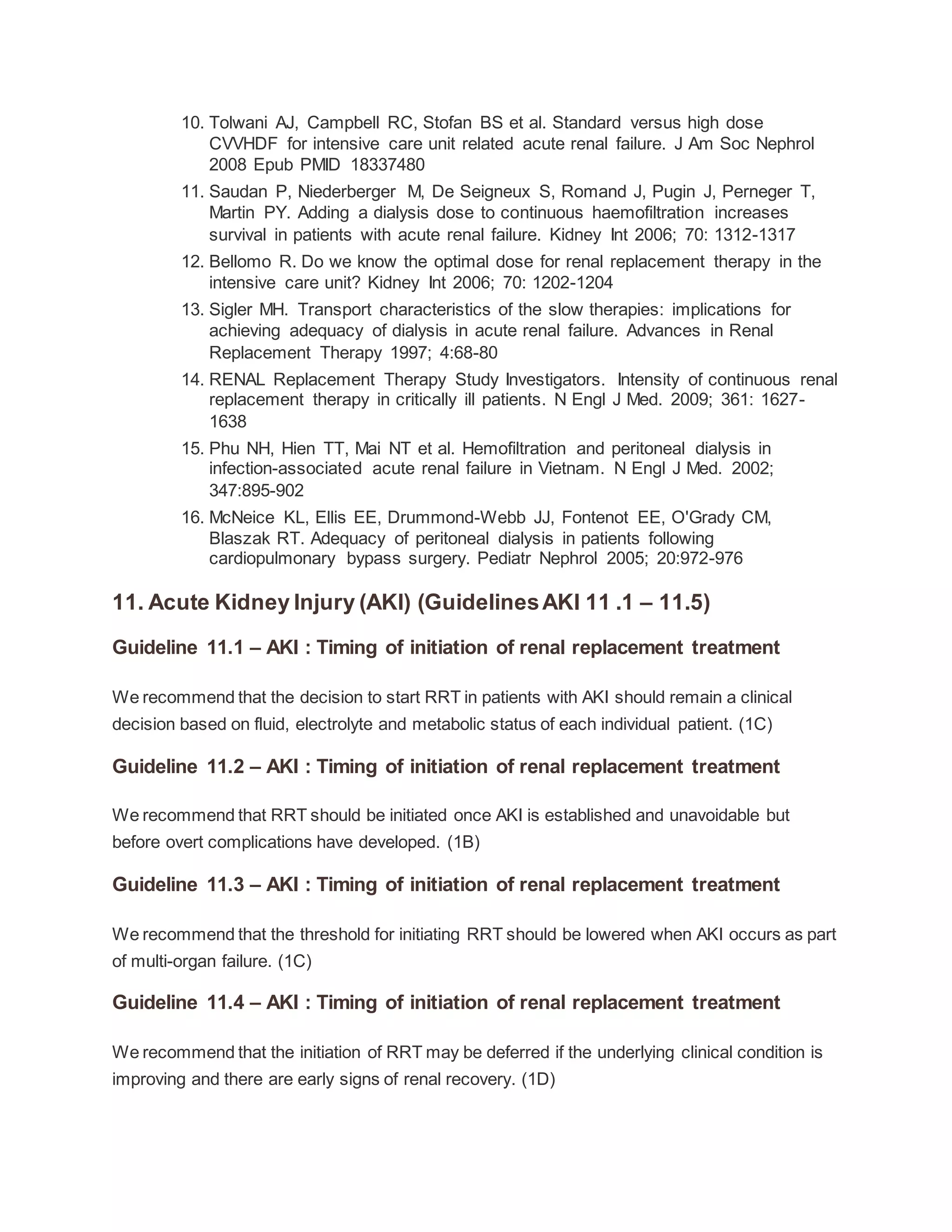 Acute kidney injury asa guidelines