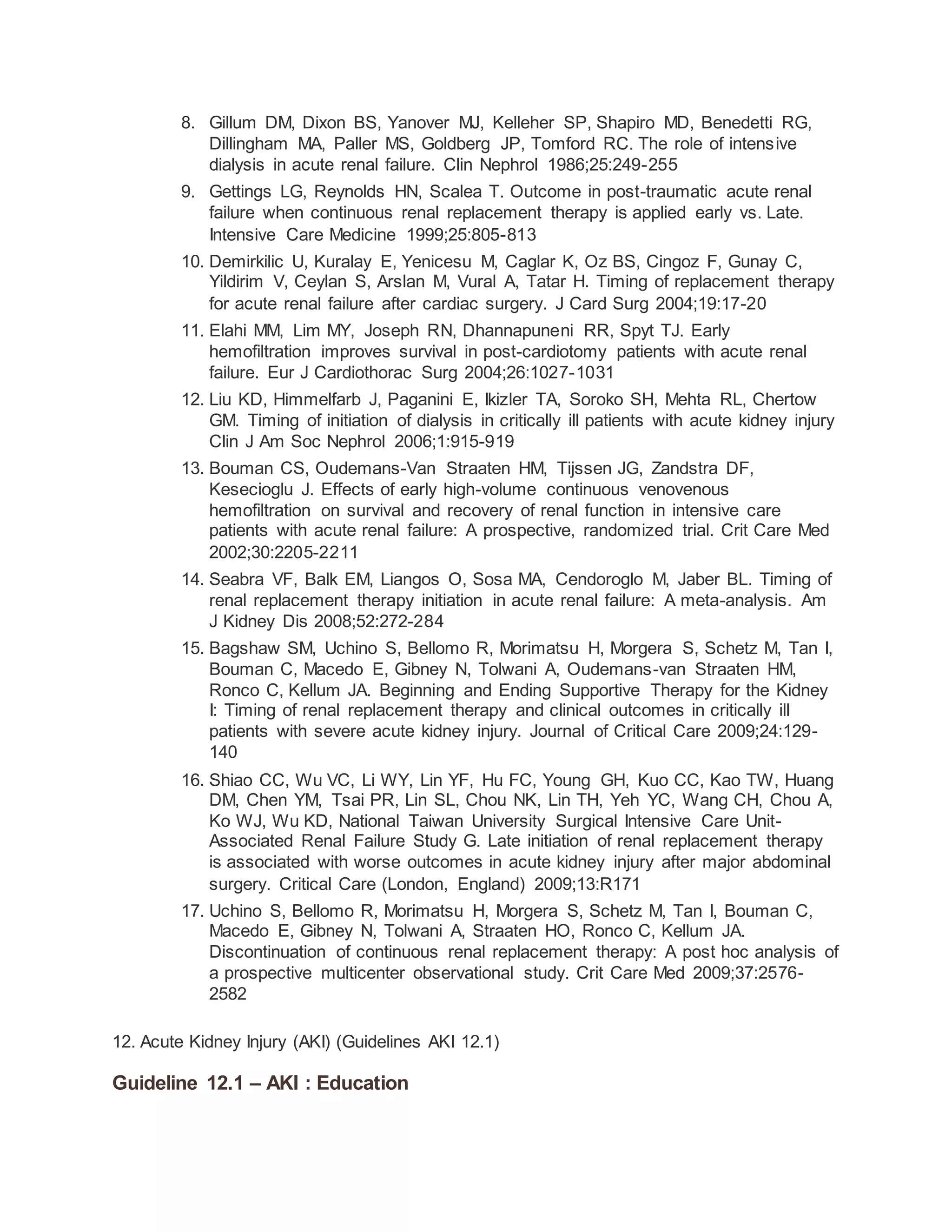 Acute kidney injury asa guidelines