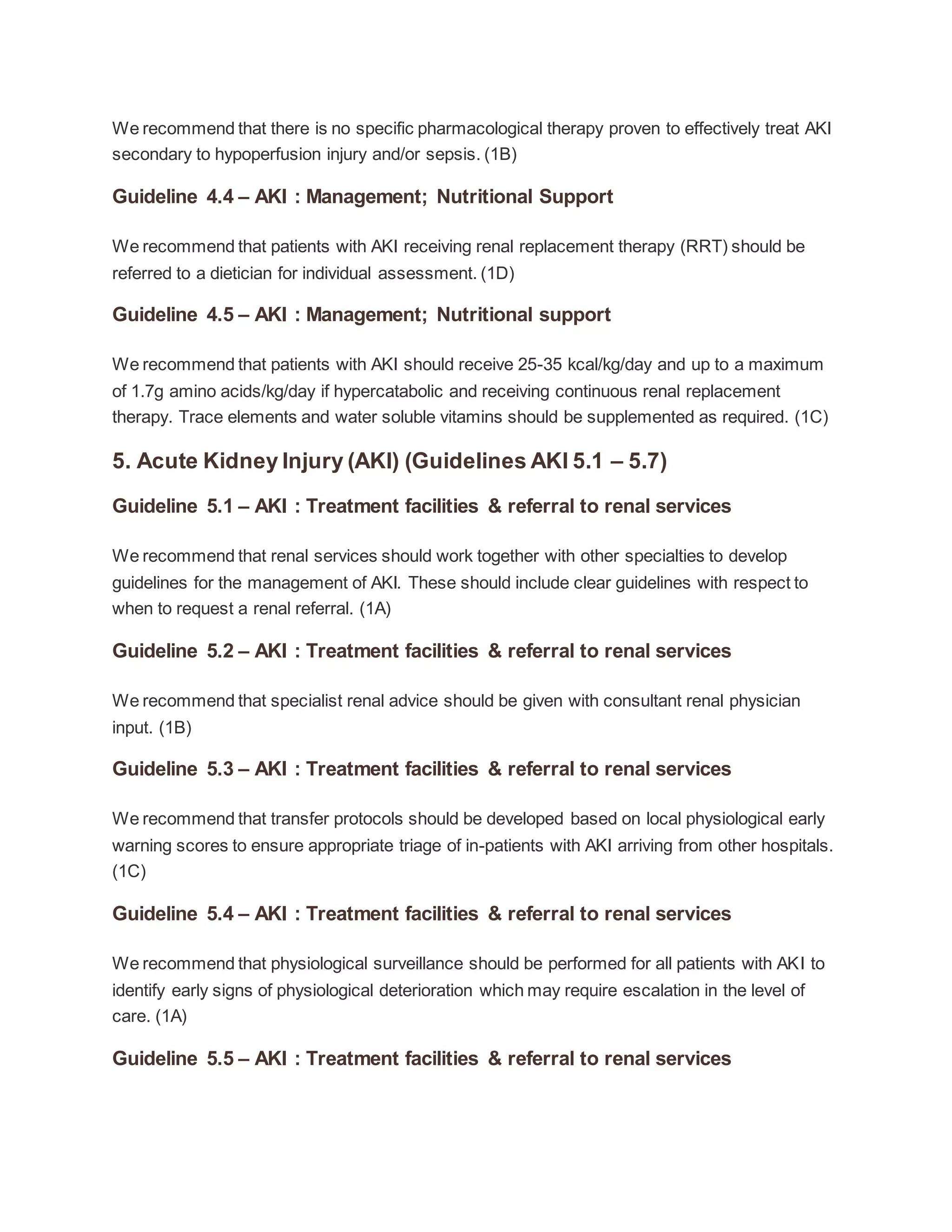 Acute kidney injury asa guidelines
