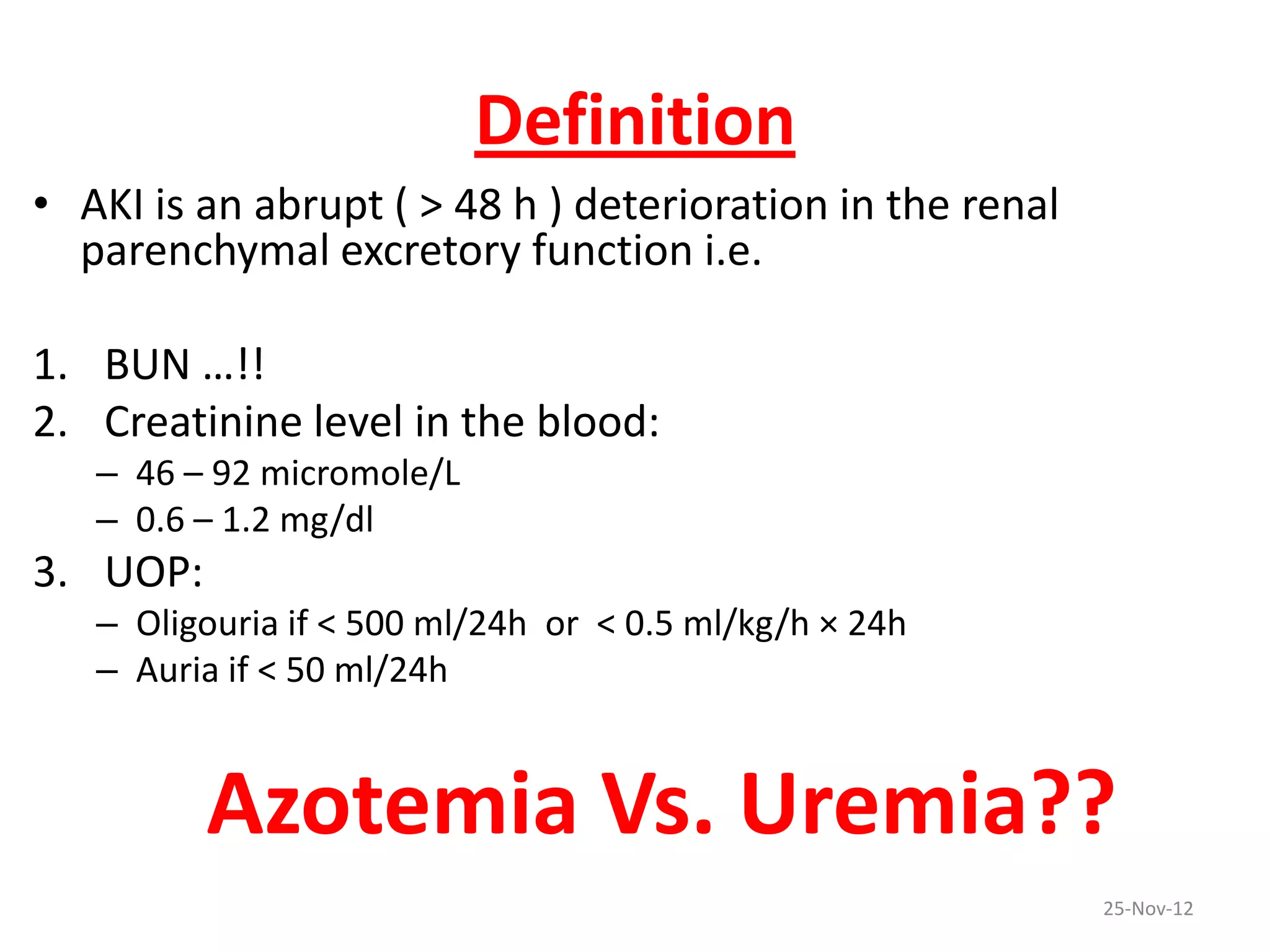 Acute kidney injury (aki) final | PPTX | Blood Disorders | Diseases and ...