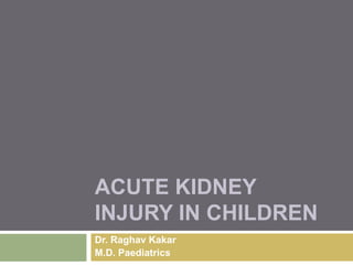 ACUTE KIDNEY
INJURY IN CHILDREN
Dr. Raghav Kakar
M.D. Paediatrics
 