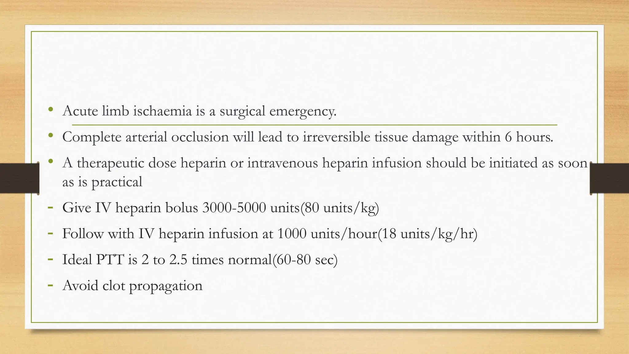 Slide of Acute limb ischemia (diagnosis, complication, management) | PPTX