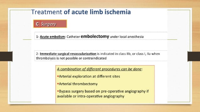 Slide of Acute limb ischemia (diagnosis, complication, management) | PPTX