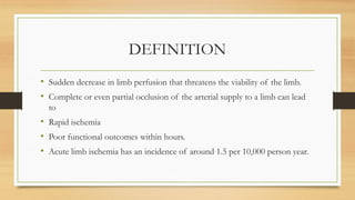 Slide of Acute limb ischemia (diagnosis, complication, management) | PPTX