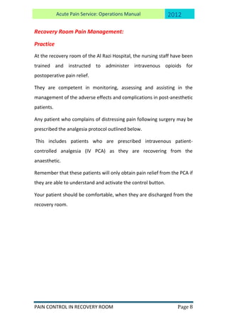 Acute pain service protocol 2012. | PDF