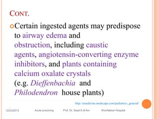 Acutepoisoning guidelinesforinitialmanagement-130630080645-phpapp02 | PPTX