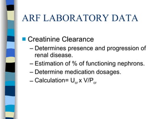Arf Lab Acute Renal Failure1 | PPT