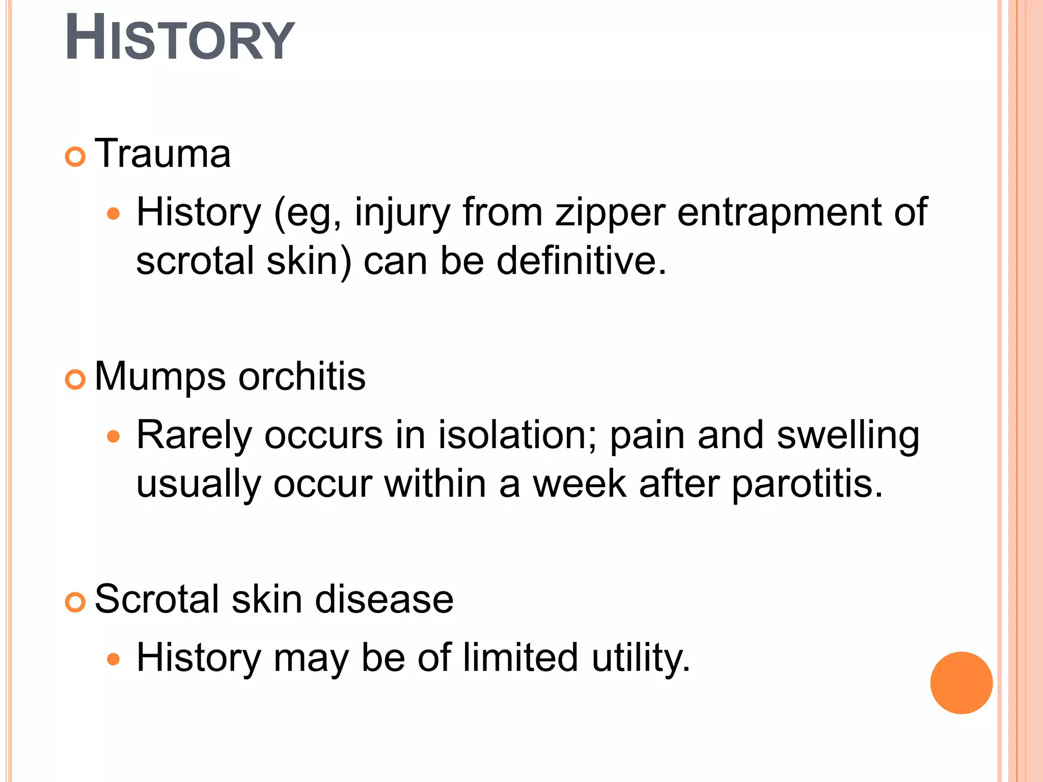Acute scrotal swelling and pain in children1 | PPTX