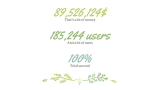 89,526,124$That’salot of money
100%Total success!
185,244 usersAndalot ofusers
 