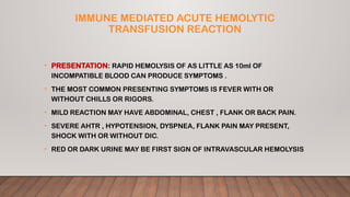 Acute Transfusion Reaction in field of Transfusion Medicine. pptx | PPTX