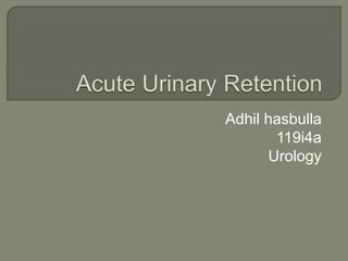 Adhil hasbulla
119i4a
Urology
 