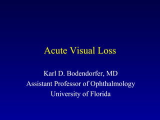 Acute Visual Loss

      Karl D. Bodendorfer, MD
Assistant Professor of Ophthalmology
        University of Florida
 