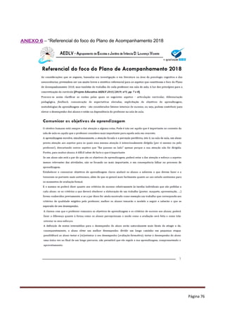 Página 76
ANEXO 6 – “Referencial do foco do Plano de Acompanhamento 2018
 
