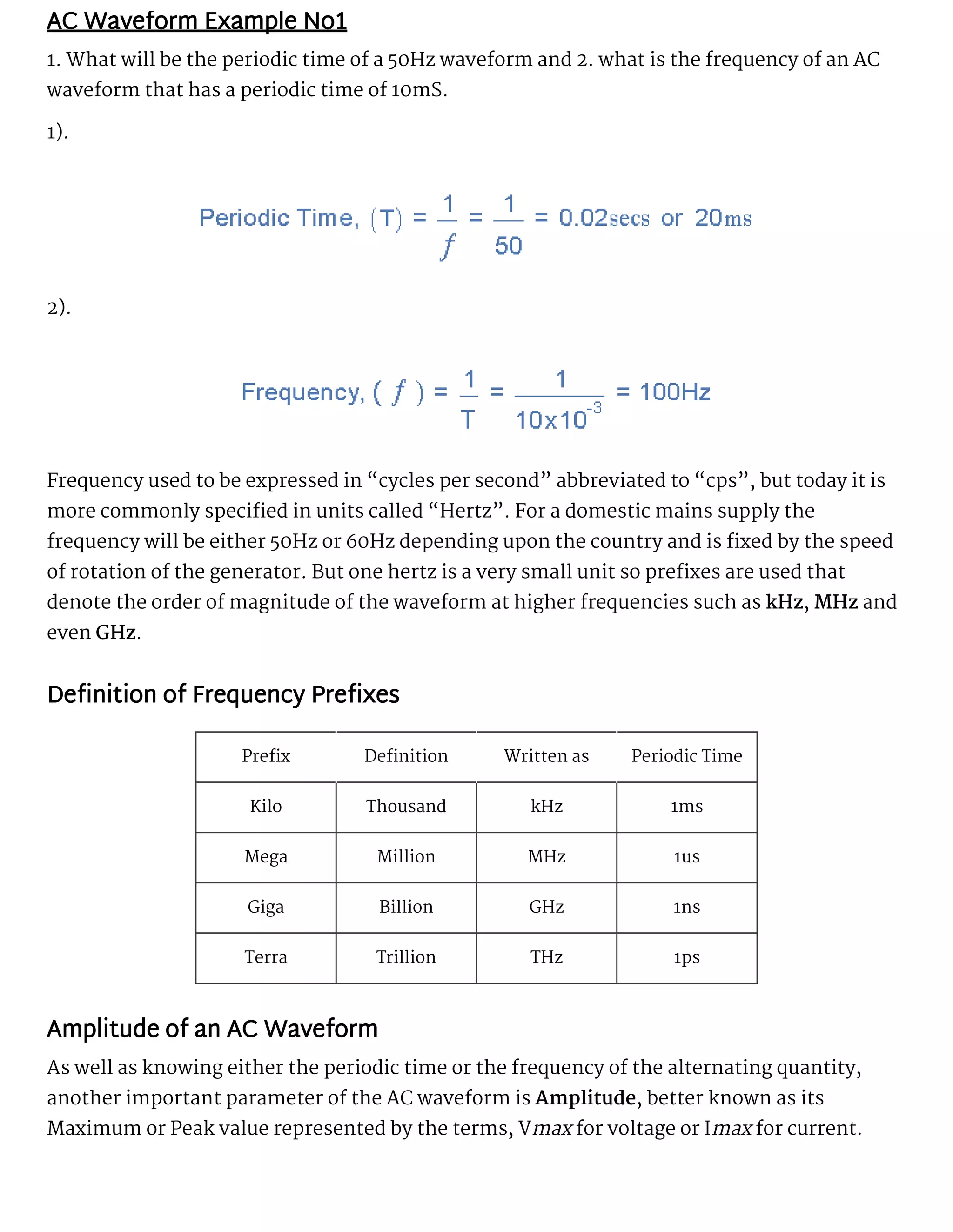 Ac waveform and ac circuit theory of sinusoids | PDF