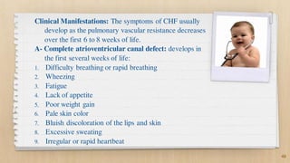 Clinical Manifestations: The symptoms of CHF usually
develop as the pulmonary vascular resistance decreases
over the first...