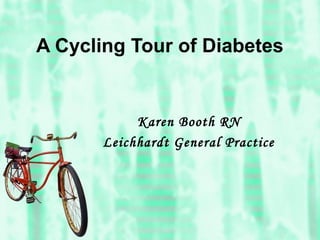 A Cycling Tour of Diabetes


            Karen Booth RN
       Leichhardt General Practice
 