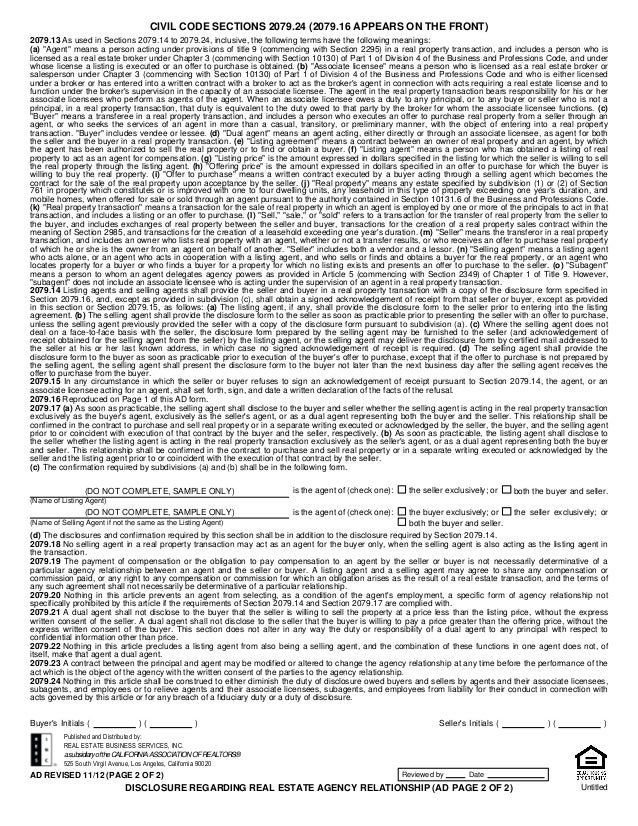 ad 1 disclosure 1 regarding re relationship listing firm to sell agency disclosure form california