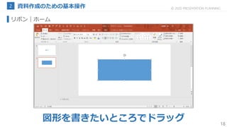 18
© 2020 PRESENTATION PLANNING
リボン｜ホーム
図形を書きたいところでドラッグ
 