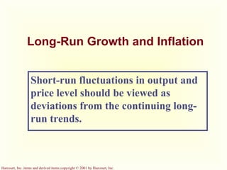 Long-Run Growth and Inflation Short-run fluctuations in output and price level should be viewed as deviations from the continuing long-run trends. 