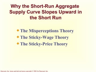 Why the Short-Run Aggregate  Supply Curve Slopes Upward in the Short Run The Misperceptions Theory The Sticky-Wage Theory The Sticky-Price Theory 