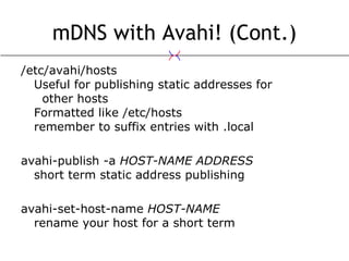 Ad-Hoc Networking in Linux with Avahi | PPT