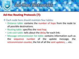 Ad-Hoc network automatically forms and adapts to changes.