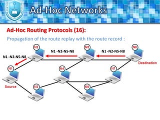 Resource-constrained computation: The resources in Ad-Hoc networks such as energy and network bandwidth are available in limited amounts.Ad-Hoc NetworksTechnical Challenges and Issues (4):In addition to that, Ad-Hoc networks inherit some of the issues which are faced by the traditional wireless networks, like:There are no known boundaries for the maximum range that nodes will be able to receive network frames.