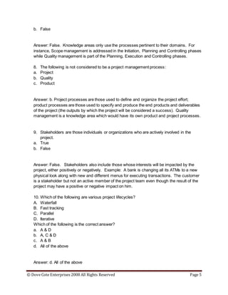 PMP assessment exam 1.1 | DOCX