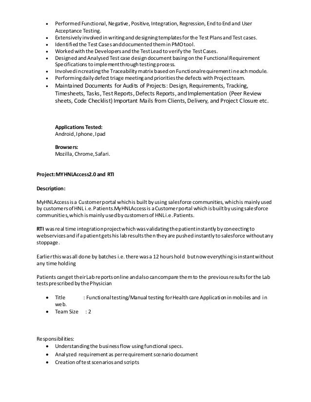 salesforce testing resume