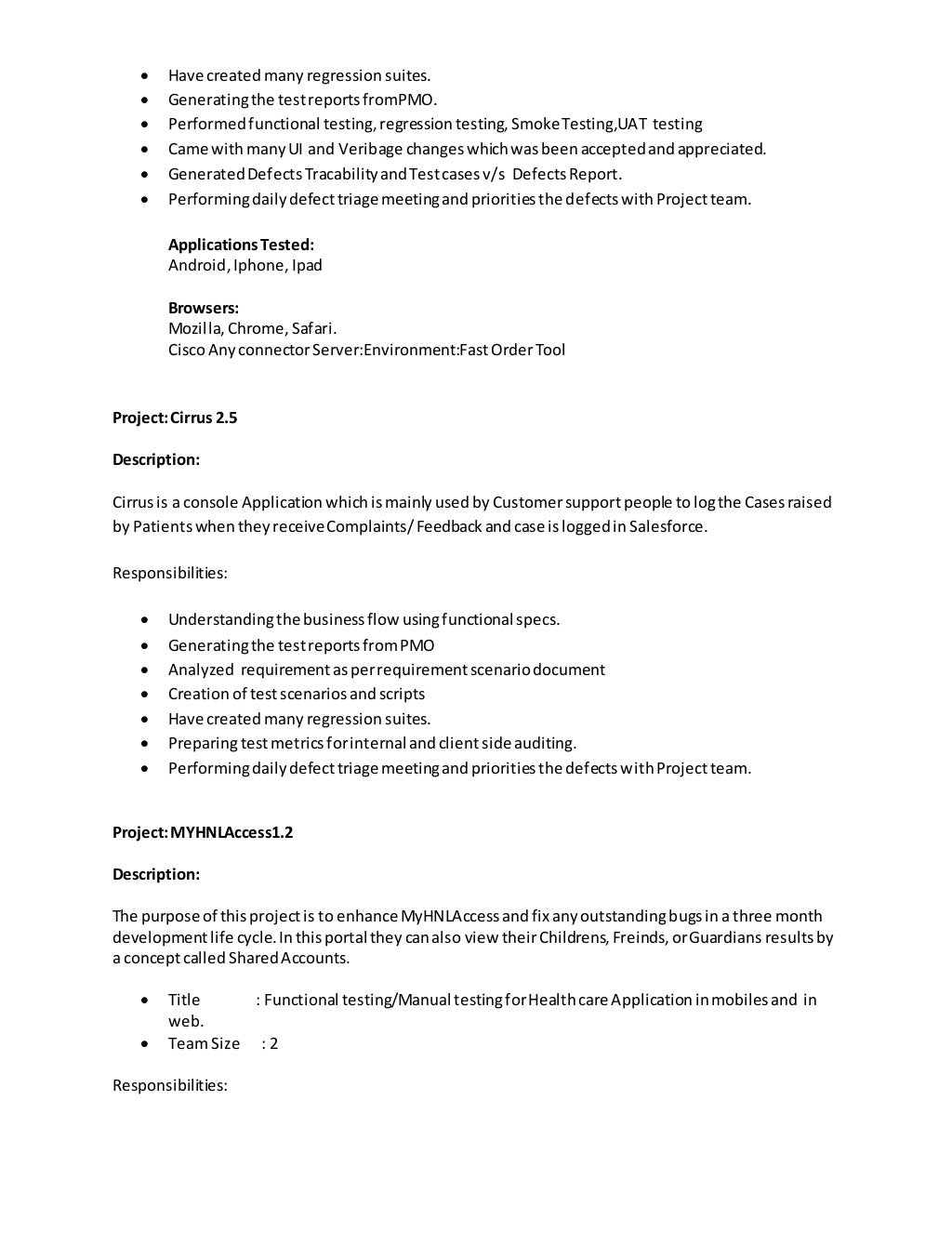 Salesforce Testing Resume