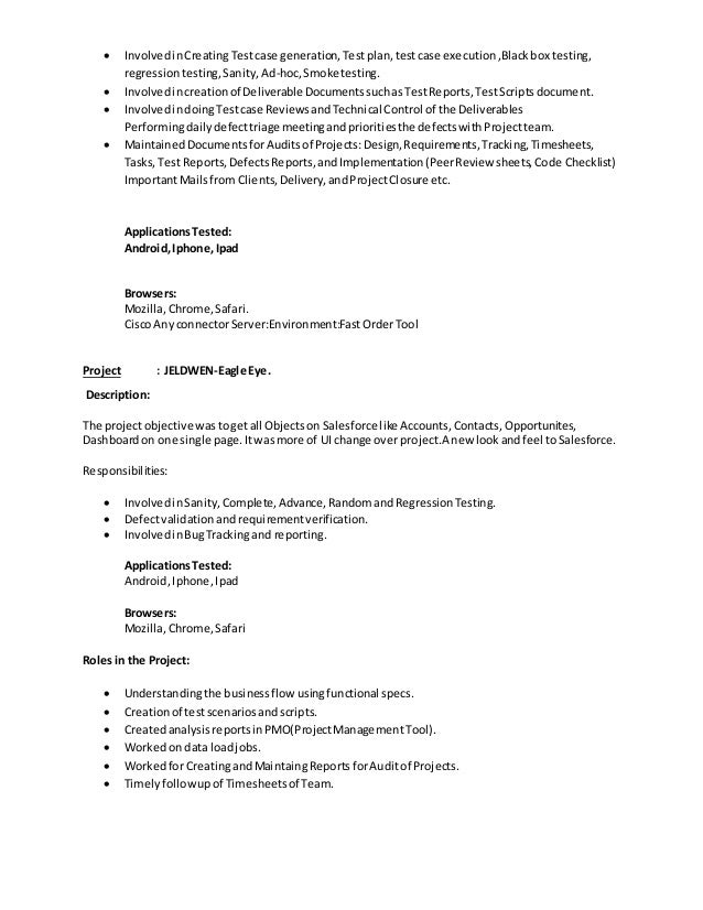 salesforce testing resume