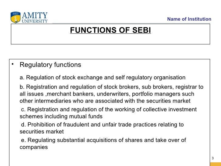 role sebi stock market