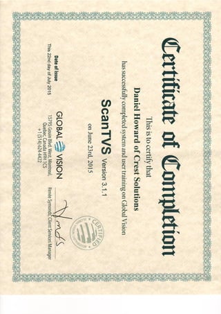 Certificate of Completion Global Vision