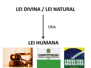 LEI DIVINA / LEI NATURAL
LEI HUMANA
CRIA
 