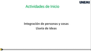 Integración de personas y cosas
Lluvia de ideas
Actividades de Inicio
 