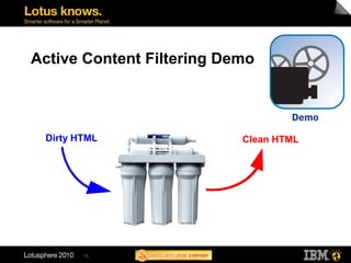 Active Content Filtering Demo



 Dirty HTML                Clean HTML




        15
 