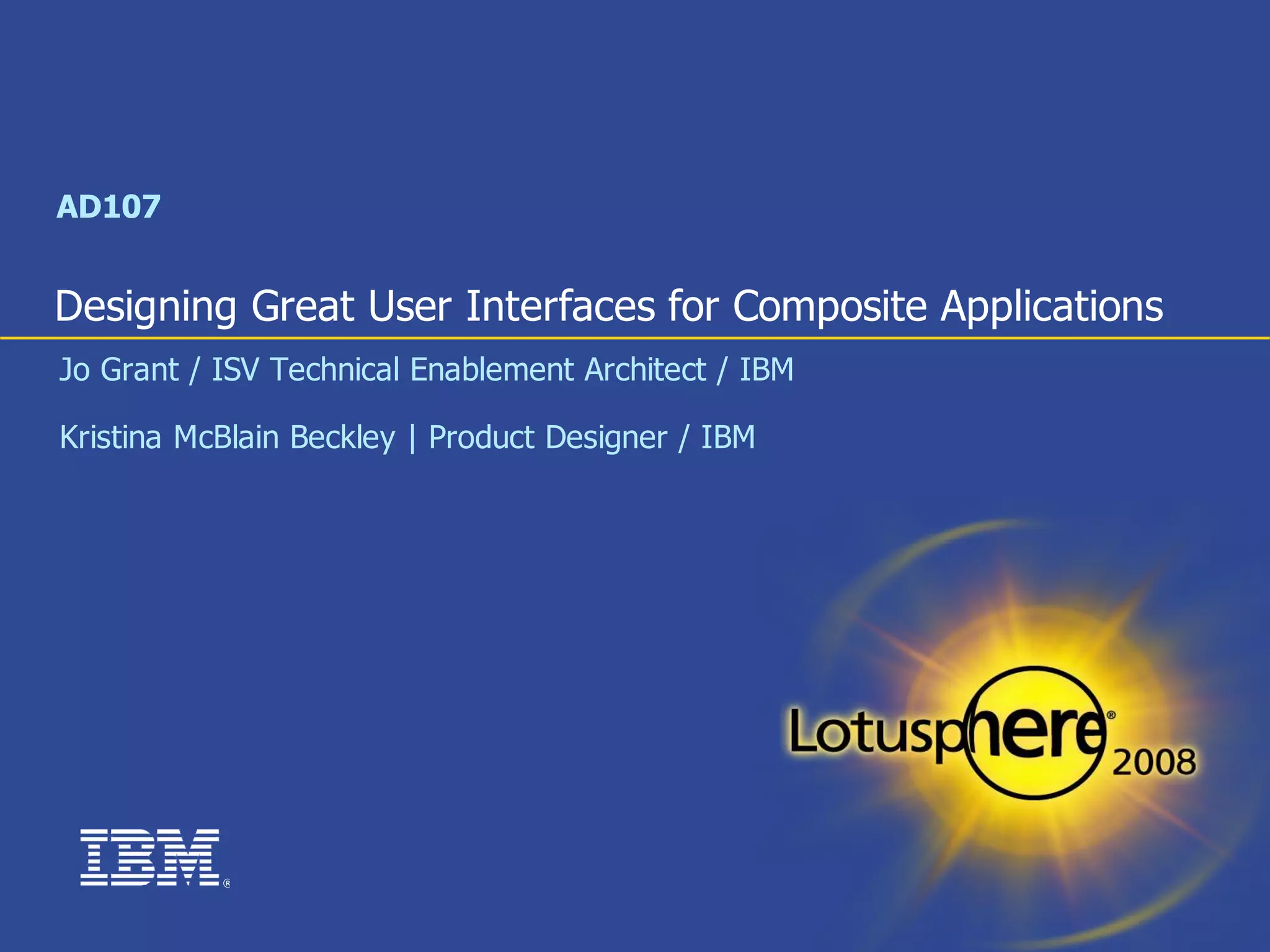 Designing Great User Interfaces for Composite Applications