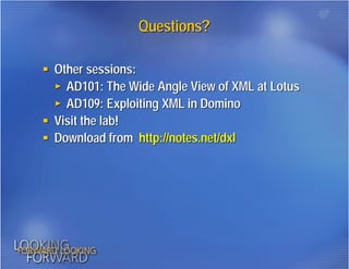 DXL: Working with Domino Data in XML