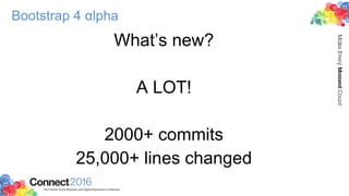 Bootstrap 4 αlpha
What’s new?
A LOT!
2000+ commits
25,000+ lines changed
 