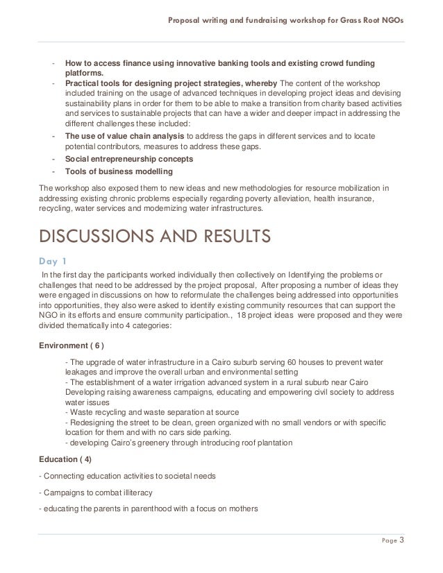 proposal writing and fundraising workshop for grass root ngos final r