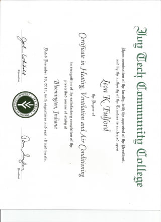 hvac certificate 20160004 | PDF
