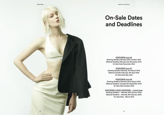 On-Sale Dates
and Deadlines
KONCIERGE issue #6
Booking Deadline Monday 26th October 2015
Material Deadline Monday 2nd November 2015
On Sale Date December 2015
KONCIERGE issue #7
Booking Deadline Monday 21st March 2016
Material Deadline Monday 4th April 2016
On Sale Date May 2016
KONCIERGE issue #8
Booking Deadline Monday 22nd August 2016
Material Deadline Tuesday 5th September 2016
On Sale Date October 2016
KONCIERGE LUXURY WEDDINGS – Launch Issue
Booking Deadline – Monday 25th January 2016
Material Deadline – Monday 8th February 2016
On-Sale Date - March 2016
KONCIERGE
25 26
MEDIA KIT 2015/2016
 