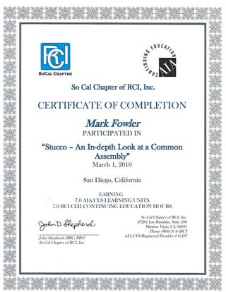 RCI Certificate