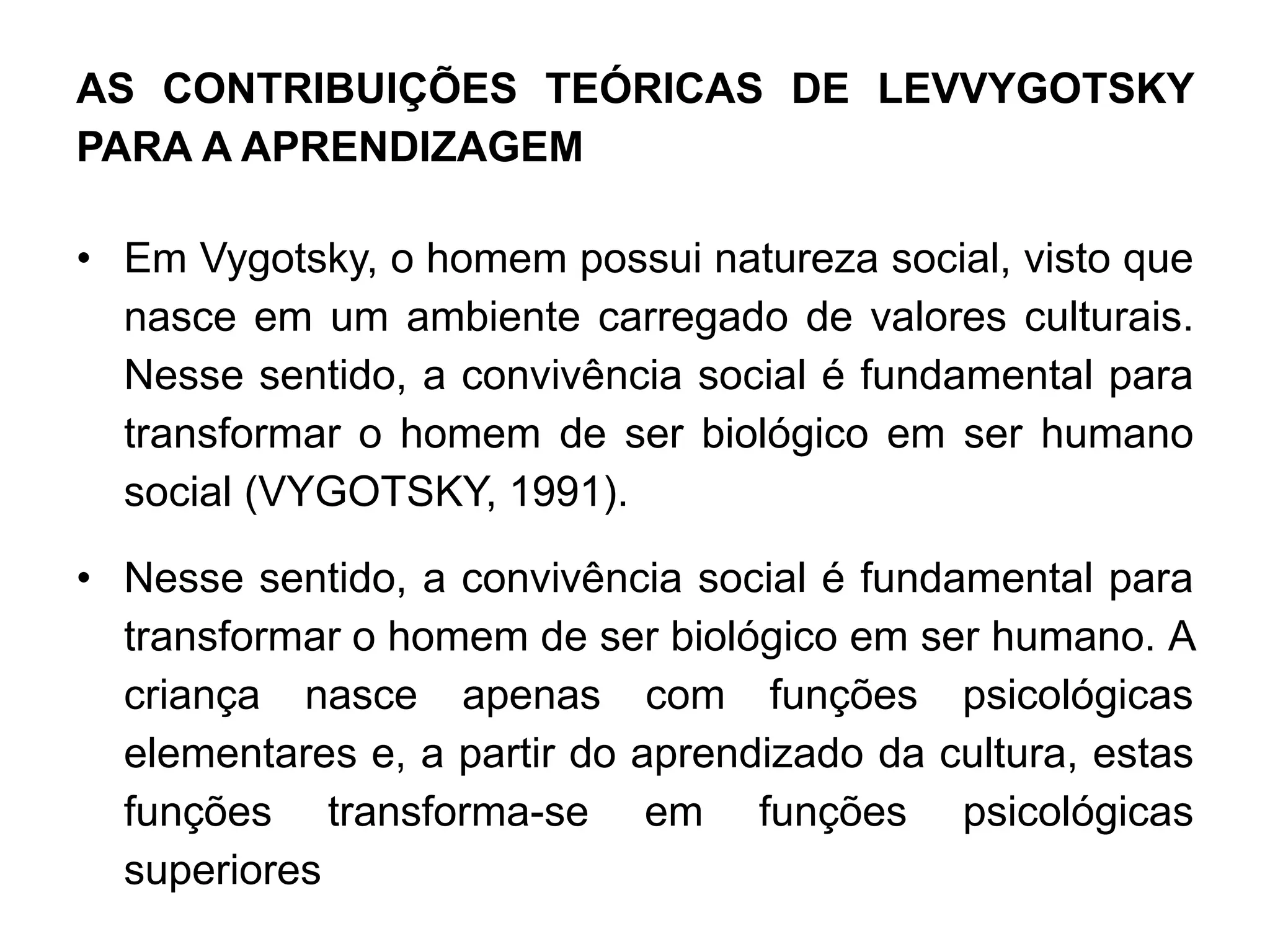 Apresentação da Teoria de Vygotsky - Pedagogia | PPT