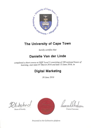 UCT Digital Marketing certificate