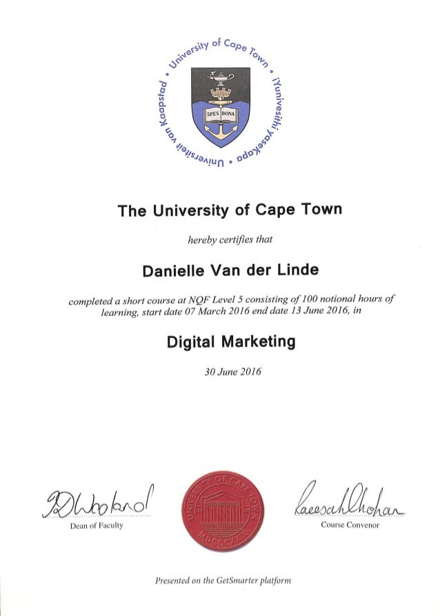UCT Digital Marketing certificate