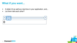 What if you want...



15

A slider UI as well as a text box in your application, and...
Let them talk each other?

 