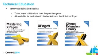 Technical Education


IBM Press Books and eBooks
–
–

47

Three major publications over the past two years
All available for evaluation in the bookstore in the Solutions Expo

 