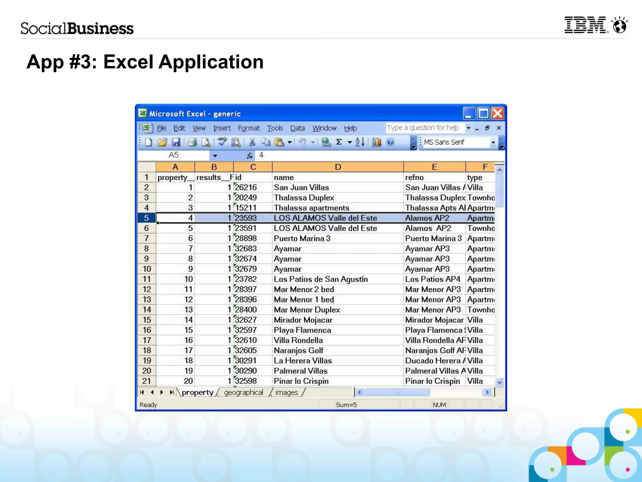 App #3: Excel Application
 